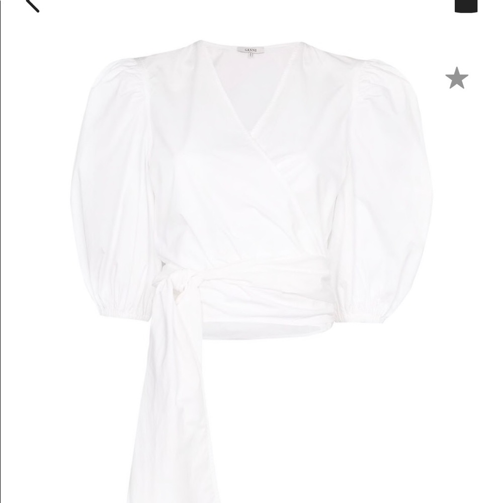 Ganni wrap-front croppped blouse
